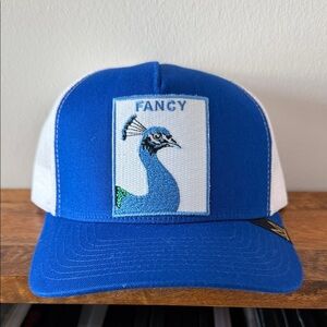 Ada Blue and White Peacock Hat